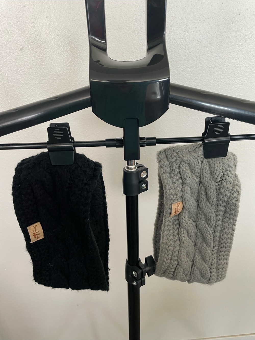 Cable Knit Headband Pair - Black & Gray